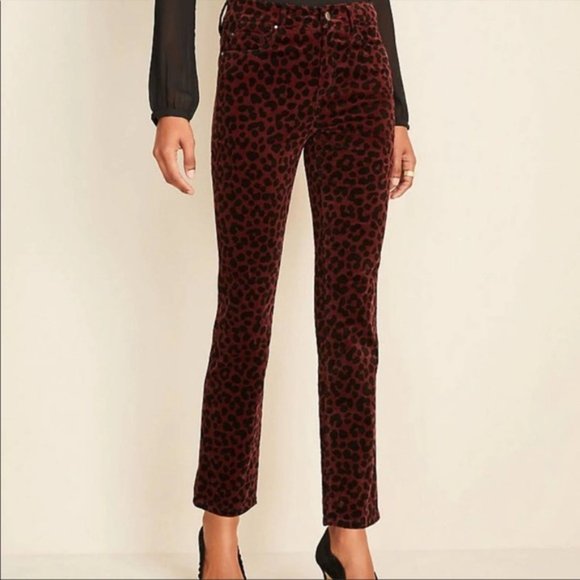 Ann Taylor Pants - NWT Ann Taylor The High Rise Straight Velveteen Leopard Print Pants 4P